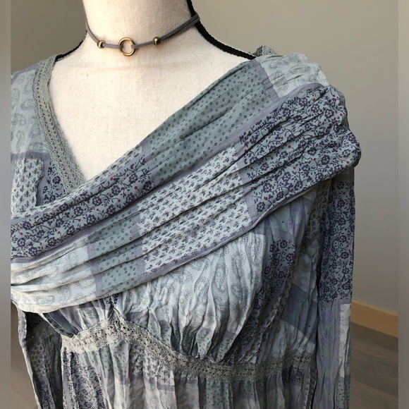 Vintage Venezia Jeans Patchwork Boho Hippie Top 14/16 - Picture 4 of 6